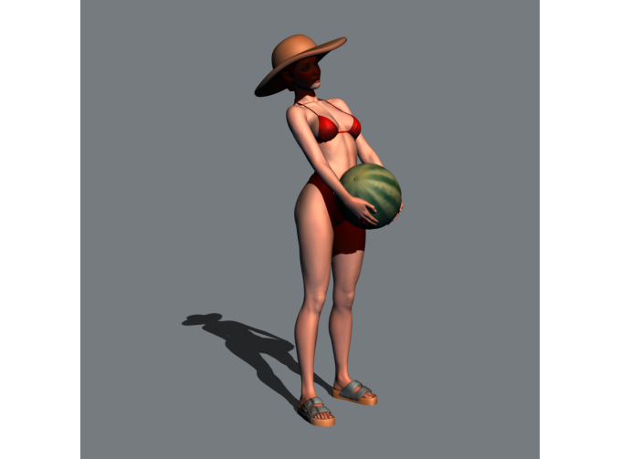 Фигура Дама с арбузом, окрашенная