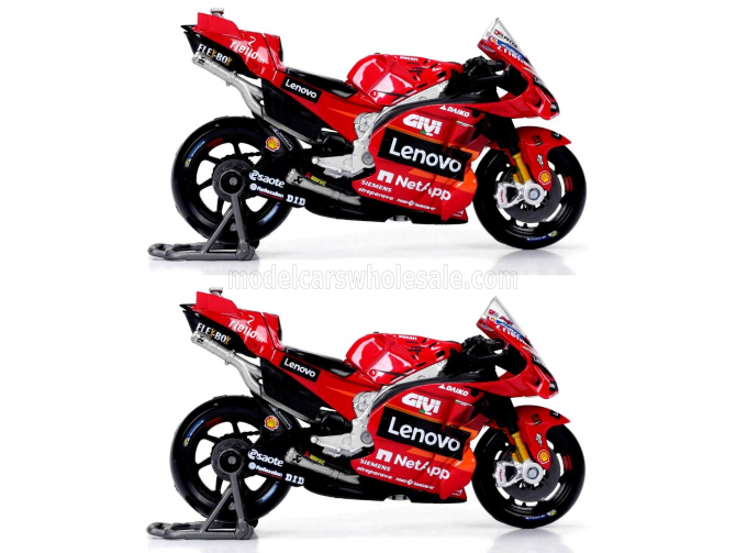 DUCATI Set 2x Desmosedici Gp23 Team Lenovo №1 World Champion Motogp Season (2023) Francesco Bagnaia + №23 Motogp Season (2023) Enea Bastianini, Red