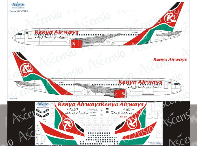 Декаль на самолёт боенг 767-300 (Kenya Airways)