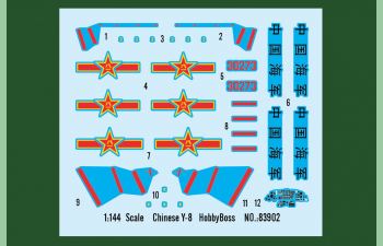 Сборная модель Китайский многоцелевой транспортный самолет Shaanxi Y-8 ( 1/144, Hobby Boss )