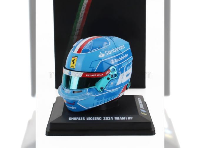 BELL HELMET Casco Helmet F1 Charles Leclerc Team Ferrari Hp №16 Miami Gp (2024), Light Blue