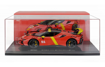 FERRARI Sf90 Xx №51 24h Le Mans Winner Livery - Con Vetrina - With Showcase - Exclusive Carmodel, Red Yellow