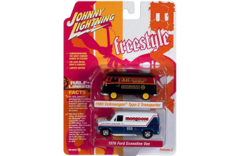 VOLKSWAGEN Type-2 Transporter (1965), black + FORD Econoline Van (1976)