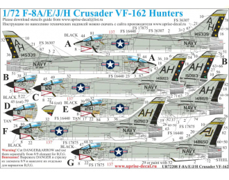 Декаль для F-8A/E/J/H Crusader VA-162 FFA (удаляемая лаковая подложка)