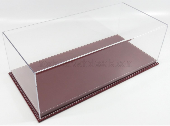 VETRINA DISPLAY BOX Molhouse Base In Pelle - Leather Base Bordeaux - Lungh.lenght Cm 51 X Largh.width Cm 24 X Alt.height Cm 19 (altezza Interna 15.3 Cm ), Plastic Display