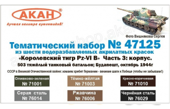 Набор акриловых красок «Королевский тигр Pz-VI B» Часть 3: корпус. 503 тяжёлый танковый батальон