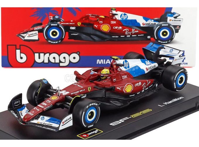 FERRARI With Pilot And Showcase F1 Sf-25 Team Scuderia Ferrari Hp №44 Miami Gp (2025) Lewis Hamilton, Red White Blue