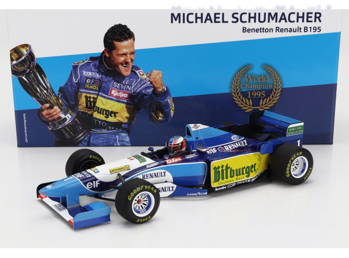 BENETTON F1 B195 Team Mild Seven Renault N1 World Champion Winner Pacific Gp (1995) Michael Schumacher, Blue Yellow