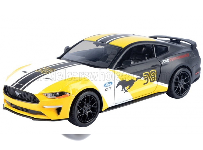 FORD Mustang Gt №38 Racing Coupe (2018), White Yellow Black