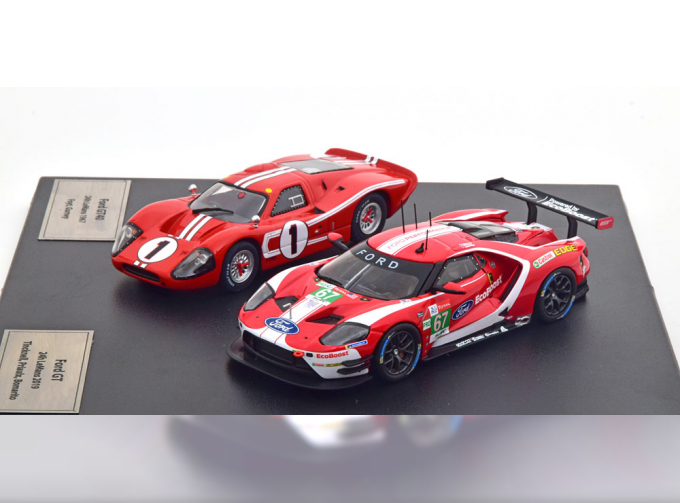 FORD Set 2x Gt Ford Ecoboost 3.5l Turbo V6 Team Ford Chip Ganassi Uk N 67 4th Lmgte Pro Class 24h Le Mans 2019 H.tincknell - A.priaulx - J.bomarito + Gt40 Mkiv 7.0l V8 Team Shelby American Inc. N 1 Winner 24h Le Mans 1967 A.j.foyt - D.gurney, Red White