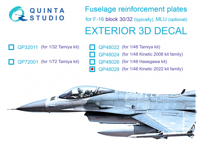 Усиливающие накладки для F-16 block 30/32 (Kinetic 2022г. разработки)