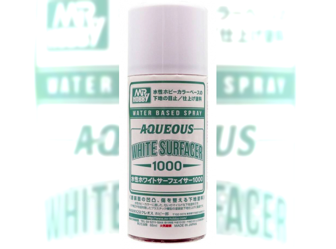 Краска грунтовка в баллончиках Mr. Aqueous White Surfacer 1000, 170мл.