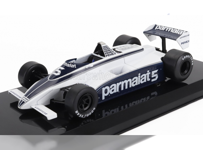 BRABHAM F1 Bt49c Parmalat Racing Team №5 World Champion Season (1981) Nelson Piquet - Con Vetrina - With Showcase, White Blue