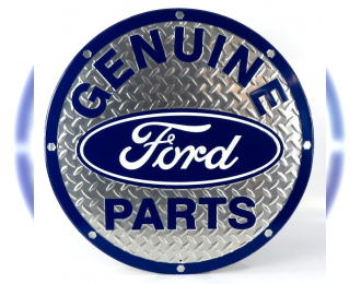 ACCESSORIES Metal Round Plate - Ford Genuine Parts Diamond Plate, Blue Silver