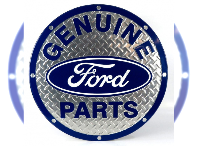 ACCESSORIES Metal Round Plate - Ford Genuine Parts Diamond Plate, Blue Silver