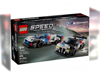 BMW Lego - Set 2x Team M-motorsport 4-series M4 Gt3 + M Hybrid V8 2023 - 676 Pezzi - 676 Pieces, Blue White Black Red
