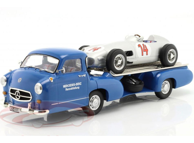 MERCEDES-BENZ Renntransporter Wunder (blue) + MERCEDES-BENZ W196 №14 (1955)