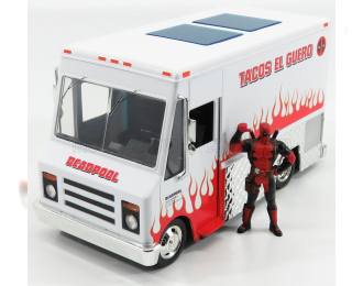CHEVROLET P30 Van Food Truck Deadpool With Figure 2016, White Red