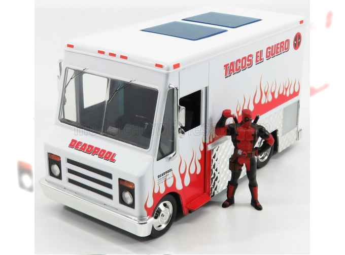 CHEVROLET P30 Van Food Truck Deadpool With Figure 2016, White Red