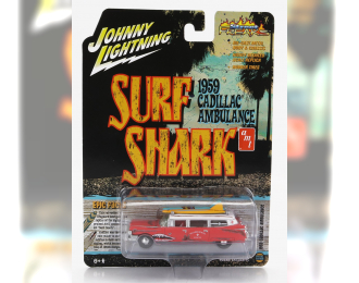 CADILLAC Eldorado Ambulance With Shark Graphics An Surfboards (1959), Rusty Red White