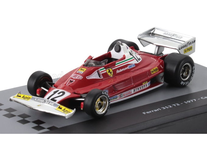 FERRARI F1 312t2 №12 Brazilian Gp (1977) Carlos Reutemann - Con Vetrina - With Showcase, Red White