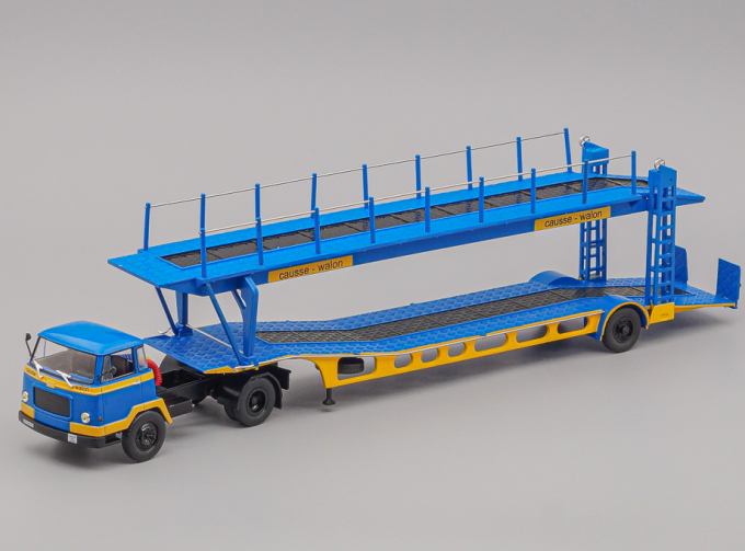 UNIC MZ36 TCA cabine Auteuil + semi porte-autos, blue / yellow