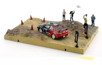 MITSUBISHI Diorama Mud Rally Country Side Lancer Evo X Advan + Accessories, Black Red