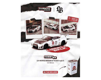 Nissan GT-R (R35) LB Works Type 2 White Athlete X Collect in a LB Limited Tin Can, white/red/black 2025