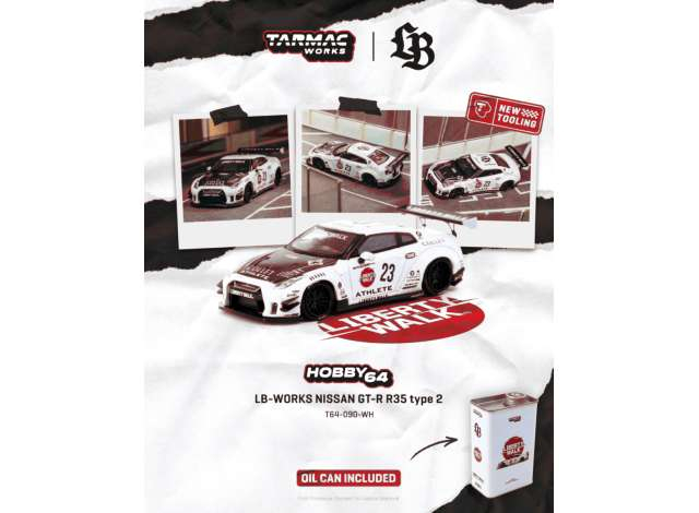 Nissan GT-R (R35) LB Works Type 2 White Athlete X Collect in a LB Limited Tin Can, white/red/black 2025