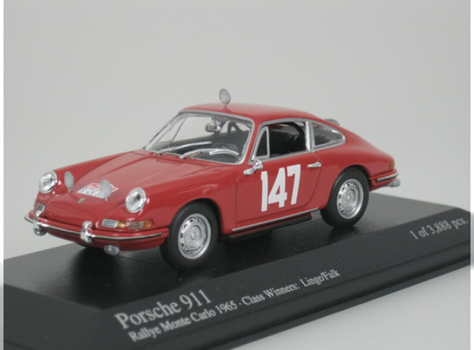 PORSCHE 911 Rallye Monte Carlo Class Winners Linge / Falk (1965), red