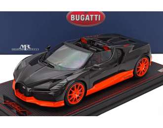 BUGATTI Mistral W16 World Record Configuration (2023) - Con Vetrina - With Showcase, Black Orange Fluo