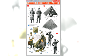 Сборная модель German Wehrmacht Bivouac (3 Figures Set with Zeltbahn)