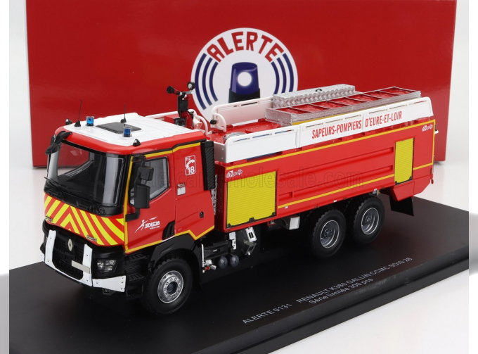 RENAULT K380 Gallin Ccmc Sdis 28 Tanker Truck 3-assi Saupers Pompiers D'eure Et Loir (2019), Red White Yellow