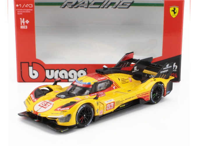 FERRARI 499p 3.0l Turbo V6 Team Af Corse №83 24h Le Mans (2024) Robert Kubica - Robert Shwartzman - Yifei Ye, Yellow Red