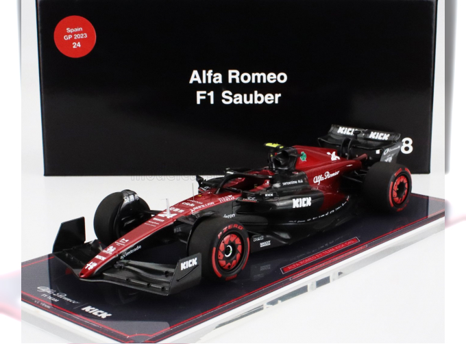 ALFA ROMEO F1 C43 Team Stake N 24 Monza Italy Gp (2023) Guanyu Zhou - Con Vetrina - With Showcase, Black Red White Green