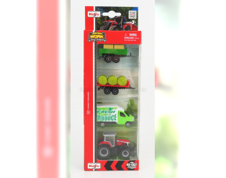 MASSEY FERGUSON Set 4x 8s.265 Tractor (2020) - Truck - Trailer, Green Red