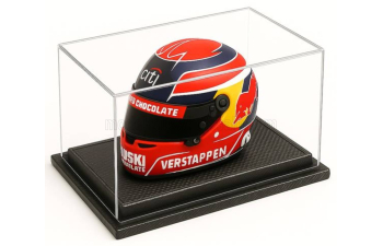 Бокс акриловый с подставкой из кожи черного цвета для касок