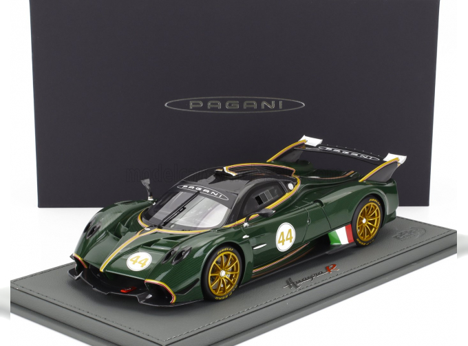 PAGANI Huayra R №44 Racing (2021) - Con Vetrina - With Showcase, Verde Smeraldo - Green Carbon