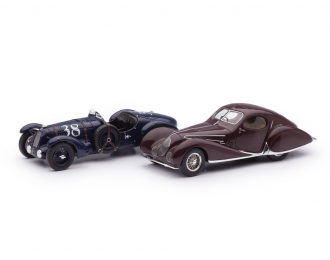 Набор из 2х музейных Talbot-Lago T 150-C-SS coupe (1937) бордовый и typ 26 SS (1938) темно-синий