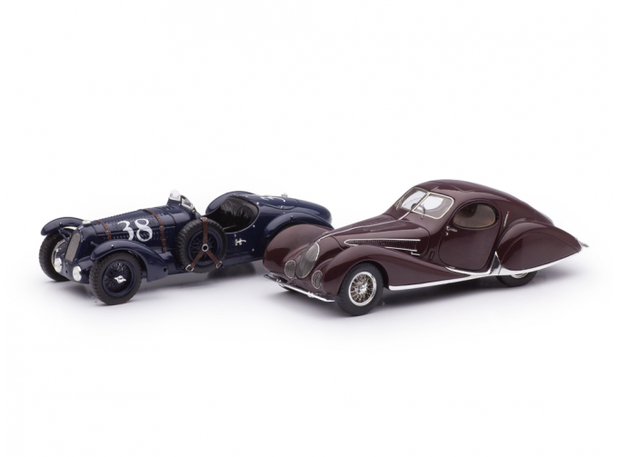 Набор из 2х музейных Talbot-Lago T 150-C-SS coupe (1937) бордовый и typ 26 SS (1938) темно-синий