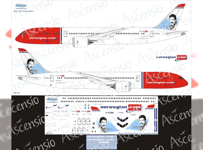 Декаль на самолёт боенг 787-9 (Norwegian (Freddie))