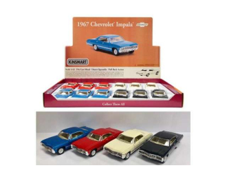 Набор из 12 сборных моделей CHEVROLET Impala -4 дверный (1967), красный, синий, белый и черный 