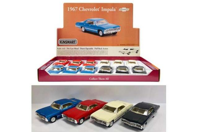 Набор из 12 сборных моделей CHEVROLET Impala -4 дверный (1967), красный, синий, белый и черный 