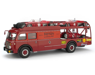 FIAT 642 RN Bartoletti Ferrari race transporter with 3 Sharknose modelcars (1961)