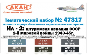 Набор акриловых красок "Ил-2: штурмовая авиация СССР 2-й мировой войны 1943-1945г." (в наборе банки по 10 мл.)