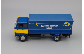 Volvo F88 бортовой с тентом TRANSPORT-ASG 1972, blue / yellow