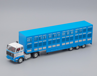 VOLVO F89 Truck Commerce D'ovins Du Larzac Millau - Livestock Transporter - Trasporto Animali (1978), light blue / white
