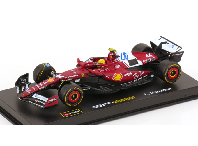 FERRARI F1 Sf-25 Team Scuderia Ferrari Hp №44 Season (2025) Lewis Hamilton - With Pilot And Showcase, Red
