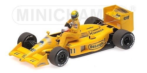 LOTUS HONDA 99T - AYRTON SENNA RIDING ON SATORU NAKAJIMA'S CAR - ITALIAN GP 1987 /W FIGURINE