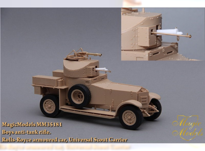 Boys anti-tank rifle. Rolls-Royce armoures car (Meng), Universal Scout Carrier